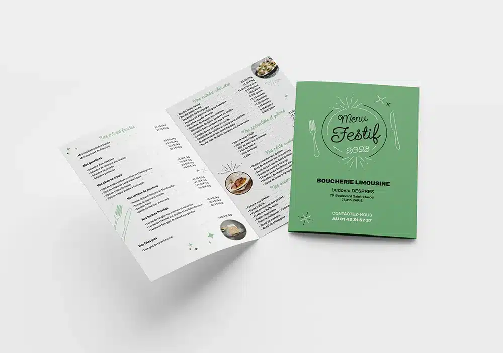 Dépliant 2 volets – Carte festive 14.9 x 21cm