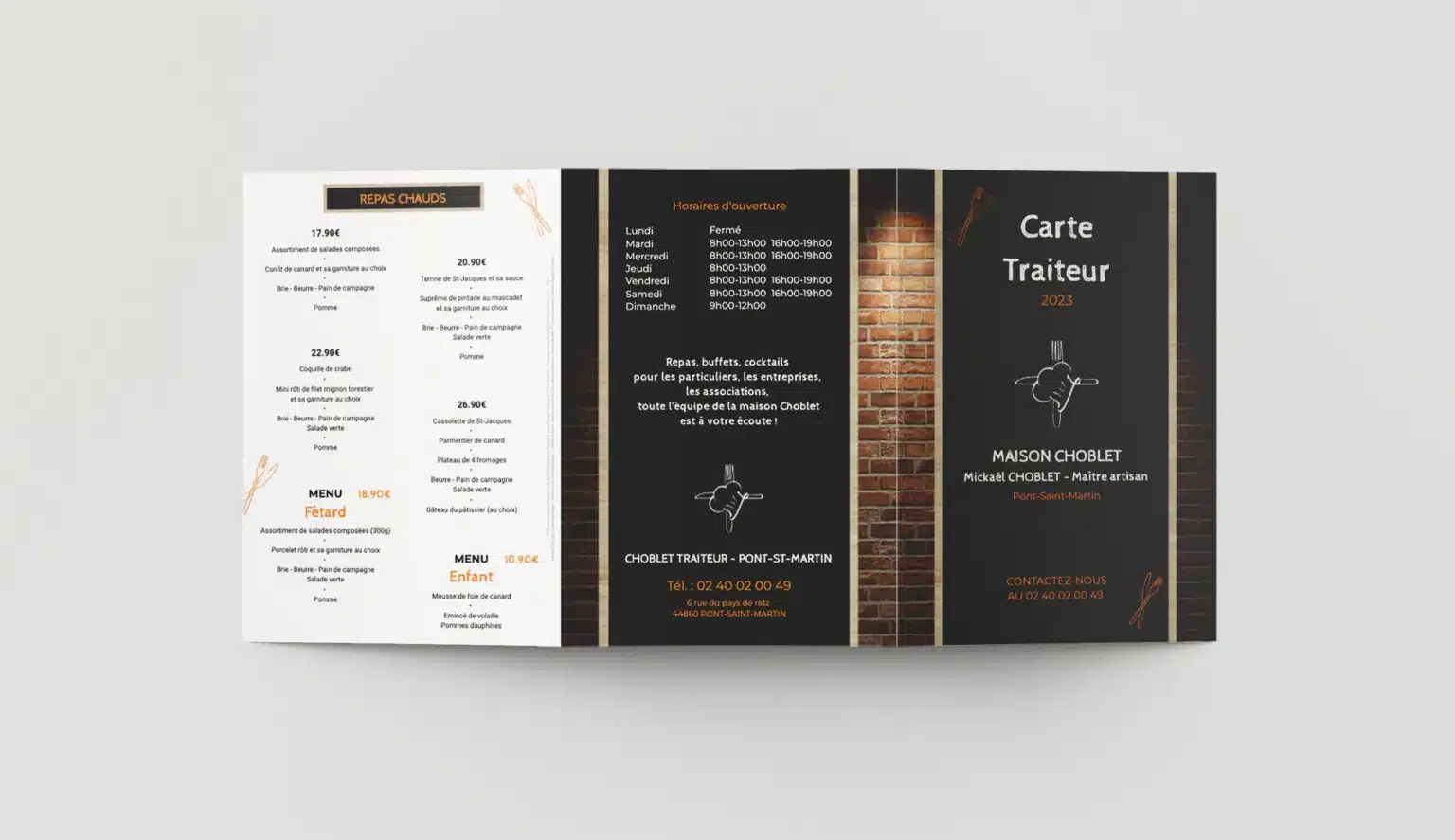 Dépliant – Carte traiteur annuelle 14.9 x 21cm